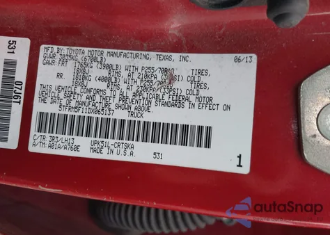 2013 Toyota Tundra Grade 4.6L V8 from USA, damaged, VIN 5TFRM5F11DX065137